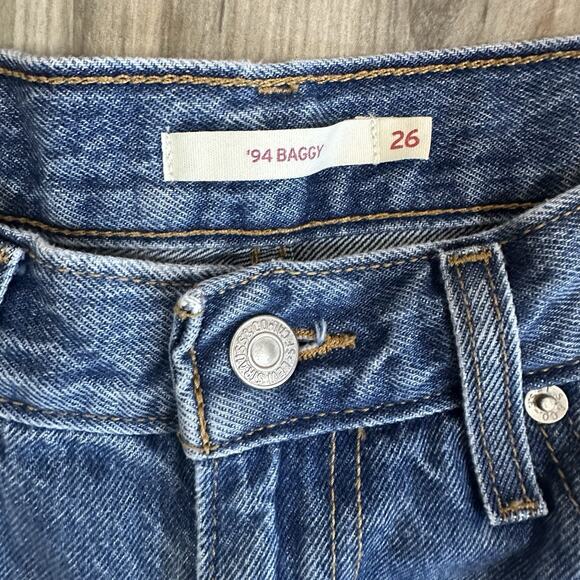 Levi’s Jeans 94 Baggy 26 Wide Leg 100% Cotton Med Wash Denim Blue Staple Preppy - Picture 4 of 9